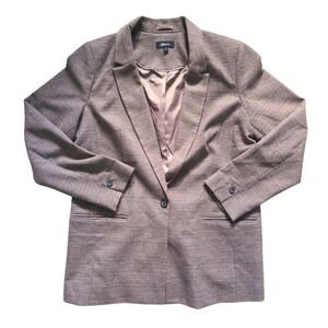 Reitmans Brown Cream Boyfriend Blazer 12 Houndstooth Office Fall Suit Jacket